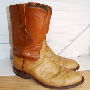 Lucchese‎ Boots Men's size 9 Ostrich lower Leather upper Blonde Tan
